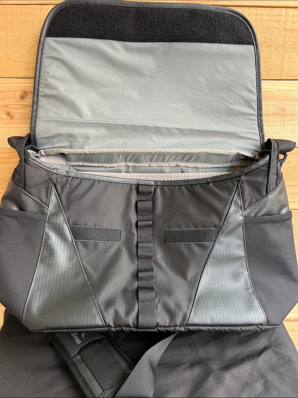 L.L. Bean Black and Gray Men's Messenger Bag with Shoulder Pad
